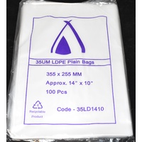 Clear 35um Plastic Bags 355mm x 255mm Pack/100 Gst Included
