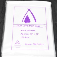 Clear 35um Plastic Bags 405mm x 305mm Pack/100 Gst Included