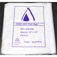 Clear 35um Plastic Bags 455mm x 255mm Pack/100 Gst Included