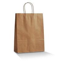 Brown Paper Carry Bags With Handles 350mmx260mmx110mm Pack/50 Price Includes Gst
