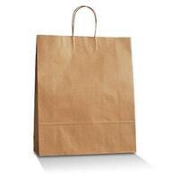 Brown Paper Carry Bags With Handles 420mmx315mmx125mm Carton/250 Price Includes Gst