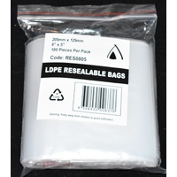 Resealable Bag 205mm x 125mm Pack/100 Gst Included
