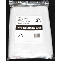 Resealable Bag 380mm x 280mm Pack/100 Gst Included