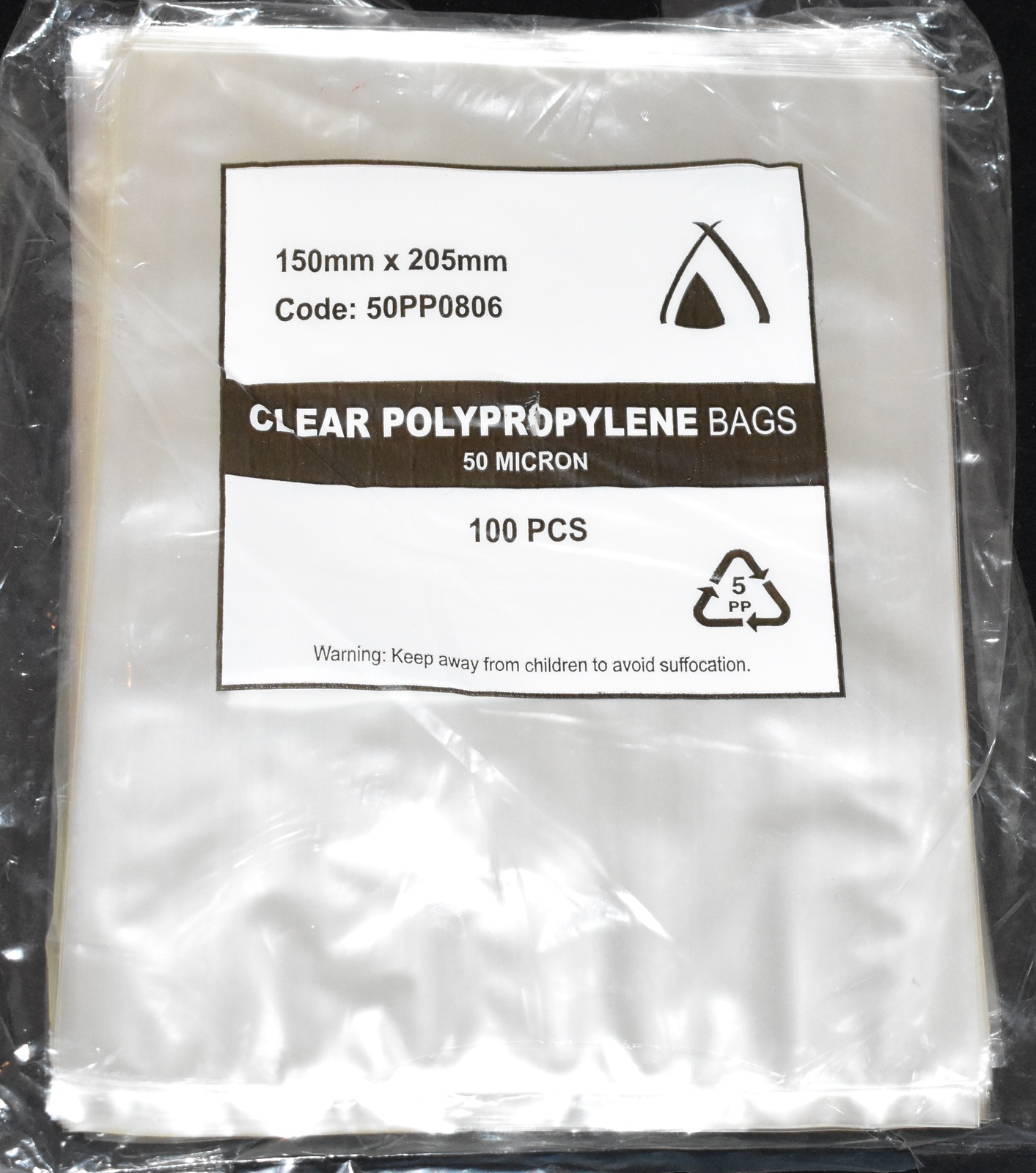 50um Clear Polypropylene Bags 205mm x150mm Carton/1000 Gst Included
