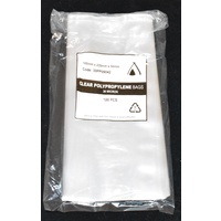 30um Clear Polypropylene Bags 235mm x 100mm +50mm Pack/100  Gst Included
