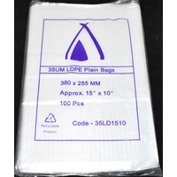 Clear 35um Plastic Bags 380mm x 255mm Pack/100 Gst Included