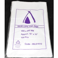 Clear 35um Plastic Bags 405mm x 255mm Pack/100 Gst Included