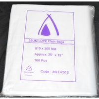 Clear 35um Plastic Bags 510mm x 305mm Pack/100 Gst Included