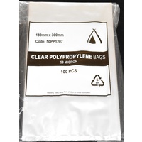 50um Clear Polypropylene Bags 300mm x180mm Pack/100  Gst Included