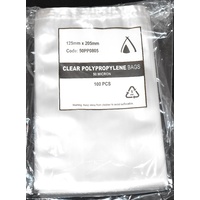 50um Clear Polypropylene Bags 205mm x125mm Pack/100  Gst Included