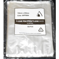 50um Clear Polypropylene Bags 205mm x150mm Pack/100  Gst Included