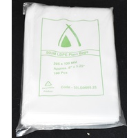 Clear 50um Plastic Bags 205mm x 135mm Pack/100 Gst Included