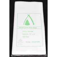 Clear 50um Plastic Bags 305mm x 150mm Pack/100 Gst Included