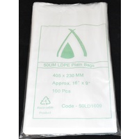 Clear 50um Plastic Bags 405mm x 230mm Pack/100 Gst Included