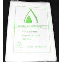 Clear 50um Plastic Bags 510mm x 355mm Pack/100 Gst Included