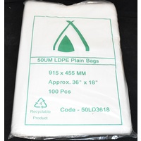 Clear 50um Plastic Bags 915mm x 455mm Carton/500 Gst Included