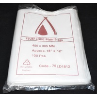 75um Plain Plastic Bags 455mm x 305mm Pack/100 Gst Included