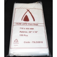 75um Plain Plastic Bags 710mm x 455mm Pack/100 Gst Included