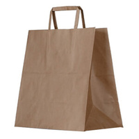 Brown Paper Carry Bags With Flat Handles (Small) 275mmx275mmx150mm Carton/250 Price Includes Gst