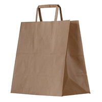 Brown Paper Carry Bags With Flat Handles (Small)275mmx275mmx150mm Pack/50 Price Includes Gst