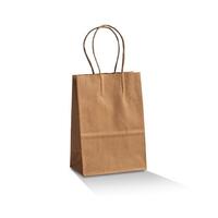 Brown Paper Carry Bags With Handles 200mmx140mm+80mm Pack/50 Price Includes Gst