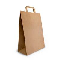 All Purpose Brown Paper Carry Bags With Flat Handles 350mmx260mmx110mm Pack/50 Gst Included