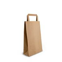 Brown Paper Carry Bags With Flat Handles 265mmx160mmx70mm Pack/50 Gst Included