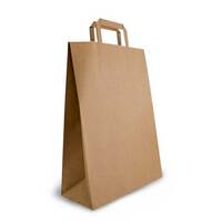 Brown Paper Carry Bags With Flat Handles 350mmx260mmx110mm Carton Of 250 Gst Included