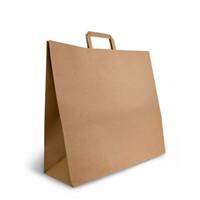 Brown Paper Carry Bags With Flat Handles 400mmx450mmx150mm Carton Of 250 Gst Included