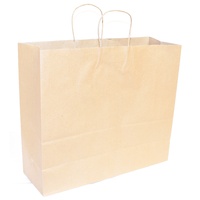 Brown Paper Carry Bags With Handles 400mm x 450mm +150mm Pack/100 Gst Included