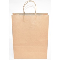 Brown Paper Carry Bags With Handles 420mmx320mm+110mm Pack/100