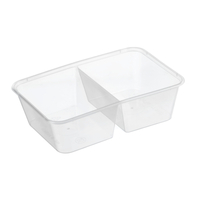 2 Compartment 650ML Rectangular Takeaway Containers With Lids Pack/50