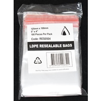 Resealable Bag 125mm x 100mm Carton/1000 Gst Included