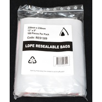 Resealable Bag 330mm x 230mm Pack/100 Gst Included